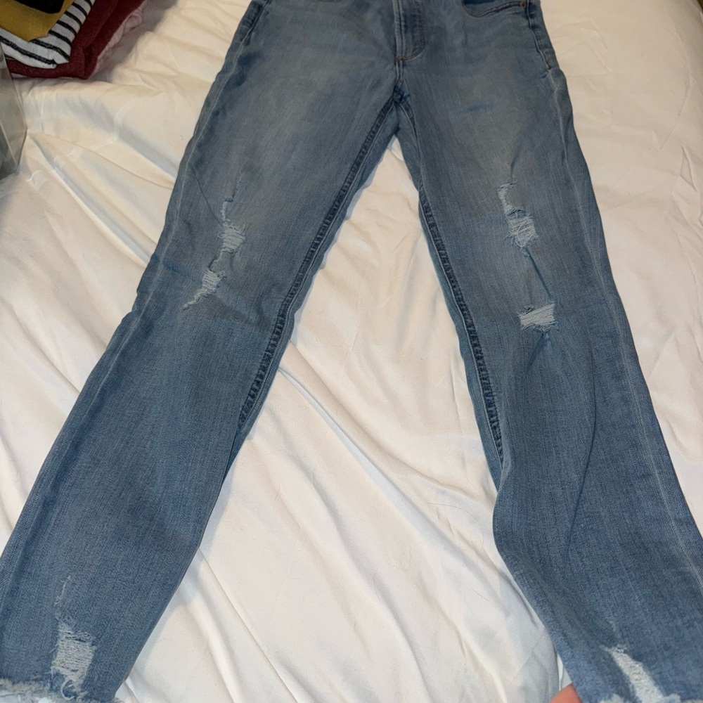 Express Light Blue Straight Leg Jeans